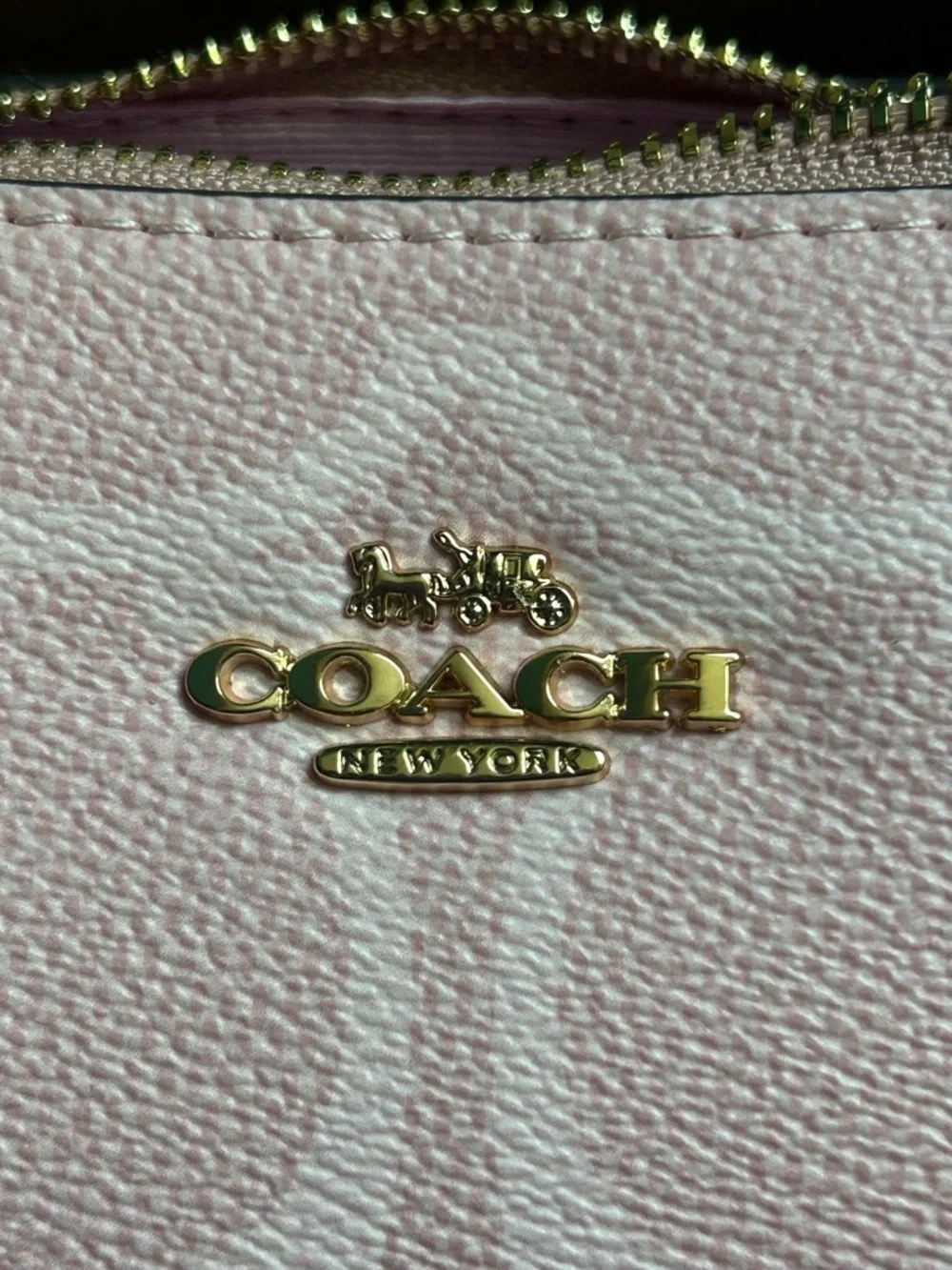Coach Pink Signature Mini Shoulder Bag with Gold Hardware - Picture 7 of 9
